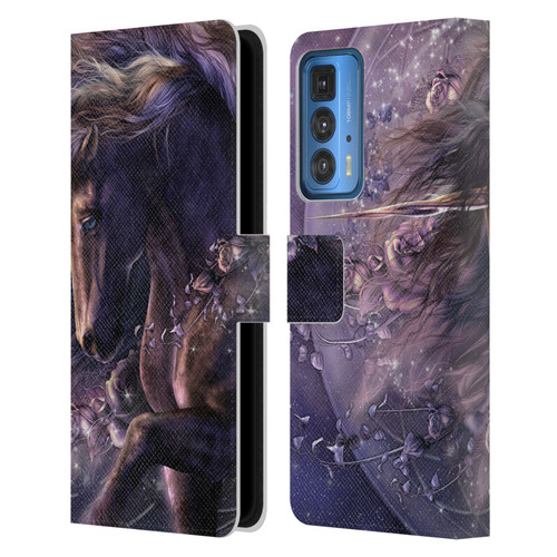 Laurie Prindle Fantasy Horse Chimera Black Rose Unicorn Leather Book Wallet Case Cover For Motorola Edge 20 Pro