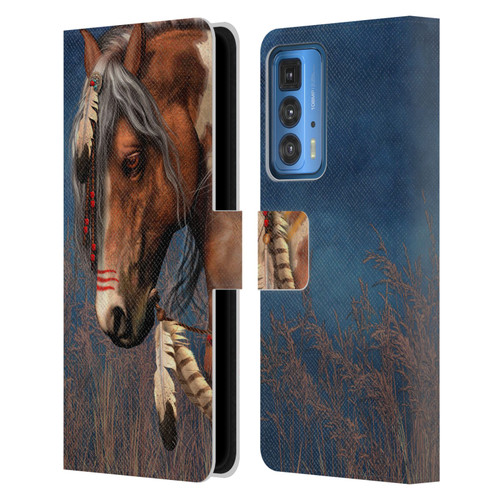 Laurie Prindle Fantasy Horse Native American War Pony Leather Book Wallet Case Cover For Motorola Edge 20 Pro