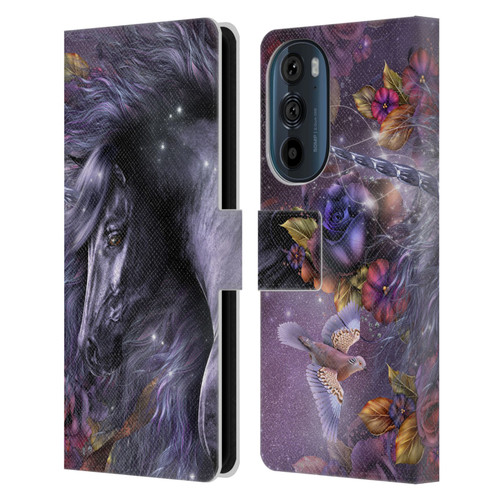Laurie Prindle Fantasy Horse Blue Rose Unicorn Leather Book Wallet Case Cover For Motorola Edge 30