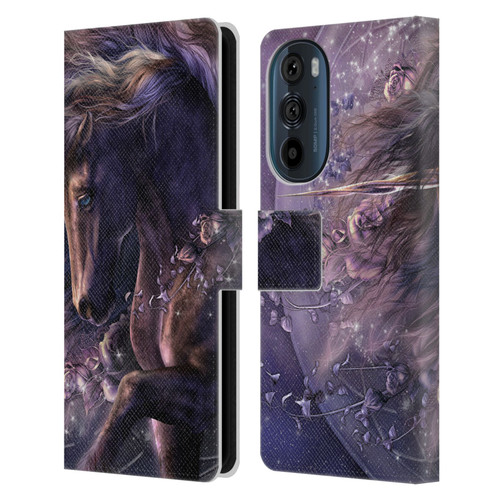Laurie Prindle Fantasy Horse Chimera Black Rose Unicorn Leather Book Wallet Case Cover For Motorola Edge 30