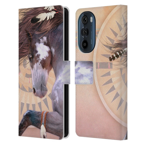 Laurie Prindle Fantasy Horse Native Spirit Leather Book Wallet Case Cover For Motorola Edge 30