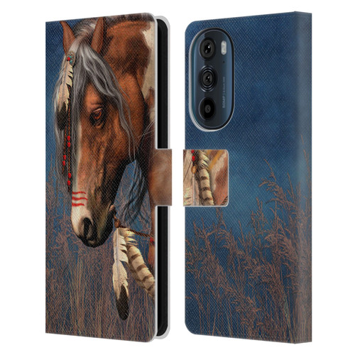 Laurie Prindle Fantasy Horse Native American War Pony Leather Book Wallet Case Cover For Motorola Edge 30
