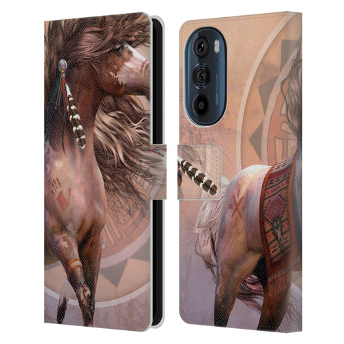 Laurie Prindle Fantasy Horse Spirit Warrior Leather Book Wallet Case Cover For Motorola Edge 30