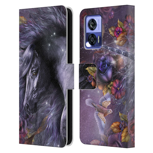 Laurie Prindle Fantasy Horse Blue Rose Unicorn Leather Book Wallet Case Cover For Motorola Edge 30 Neo 5G