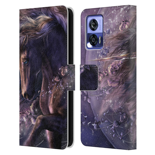 Laurie Prindle Fantasy Horse Chimera Black Rose Unicorn Leather Book Wallet Case Cover For Motorola Edge 30 Neo 5G
