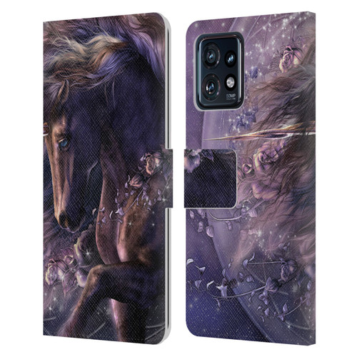 Laurie Prindle Fantasy Horse Chimera Black Rose Unicorn Leather Book Wallet Case Cover For Motorola Moto Edge 40 Pro