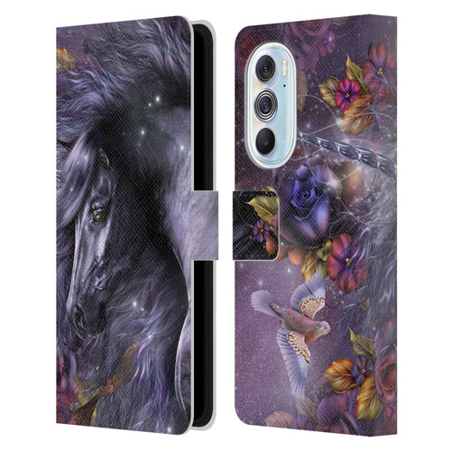 Laurie Prindle Fantasy Horse Blue Rose Unicorn Leather Book Wallet Case Cover For Motorola Edge X30