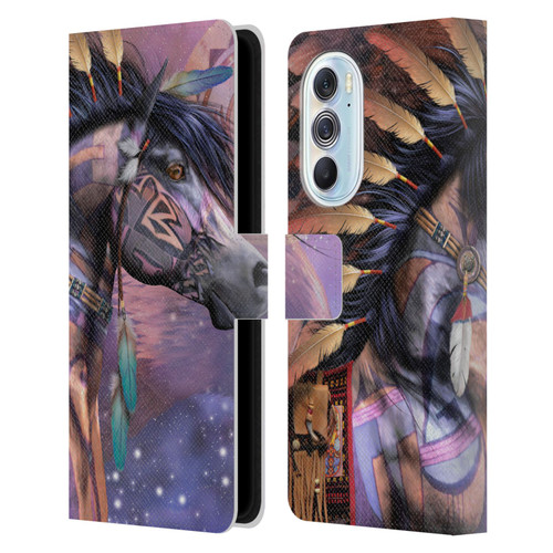 Laurie Prindle Fantasy Horse Native American Shaman Leather Book Wallet Case Cover For Motorola Edge X30