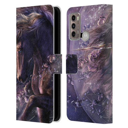 Laurie Prindle Fantasy Horse Chimera Black Rose Unicorn Leather Book Wallet Case Cover For Motorola Moto G60 / Moto G40 Fusion
