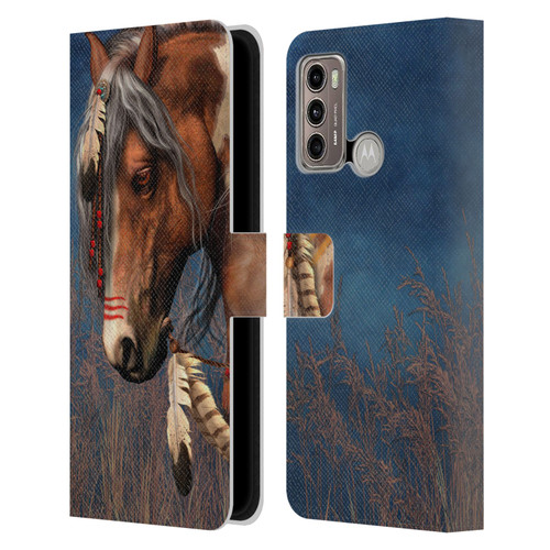 Laurie Prindle Fantasy Horse Native American War Pony Leather Book Wallet Case Cover For Motorola Moto G60 / Moto G40 Fusion