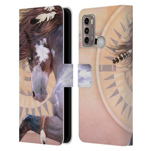 Laurie Prindle Fantasy Horse Native Spirit Leather Book Wallet Case Cover For Motorola Moto G60 / Moto G40 Fusion