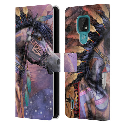 Laurie Prindle Fantasy Horse Native American Shaman Leather Book Wallet Case Cover For Motorola Moto E7