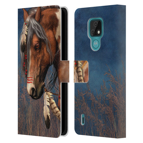 Laurie Prindle Fantasy Horse Native American War Pony Leather Book Wallet Case Cover For Motorola Moto E7