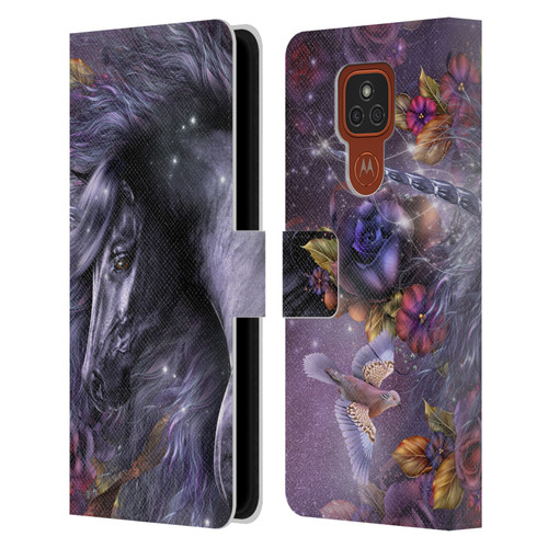 Laurie Prindle Fantasy Horse Blue Rose Unicorn Leather Book Wallet Case Cover For Motorola Moto E7 Plus
