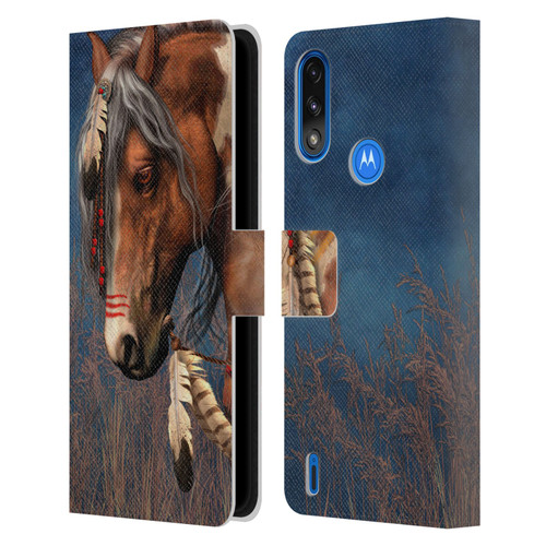 Laurie Prindle Fantasy Horse Native American War Pony Leather Book Wallet Case Cover For Motorola Moto E7 Power / Moto E7i Power