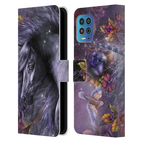 Laurie Prindle Fantasy Horse Blue Rose Unicorn Leather Book Wallet Case Cover For Motorola Moto G100
