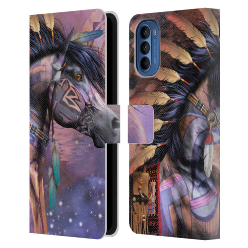Laurie Prindle Fantasy Horse Native American Shaman Leather Book Wallet Case Cover For Motorola Moto G41