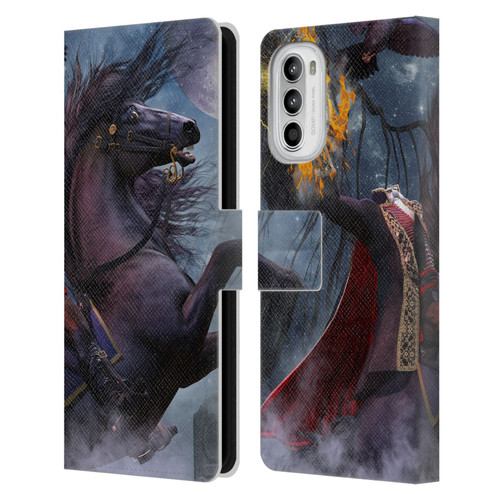 Laurie Prindle Fantasy Horse Sleepy Hollow Warrior Leather Book Wallet Case Cover For Motorola Moto G52