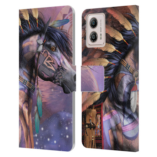 Laurie Prindle Fantasy Horse Native American Shaman Leather Book Wallet Case Cover For Motorola Moto G53 5G