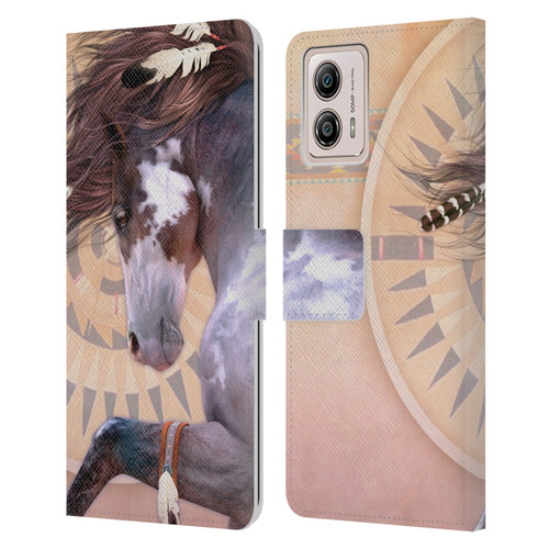 Laurie Prindle Fantasy Horse Native Spirit Leather Book Wallet Case Cover For Motorola Moto G53 5G