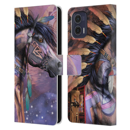 Laurie Prindle Fantasy Horse Native American Shaman Leather Book Wallet Case Cover For Motorola Moto G73 5G