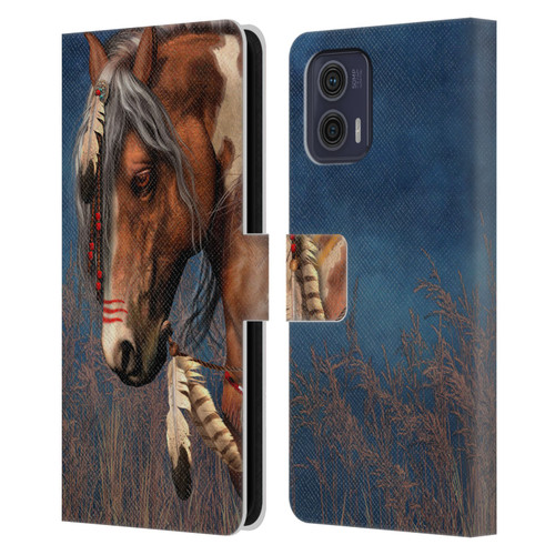 Laurie Prindle Fantasy Horse Native American War Pony Leather Book Wallet Case Cover For Motorola Moto G73 5G