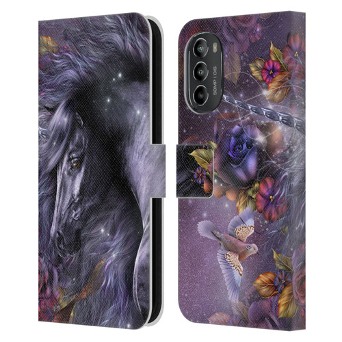 Laurie Prindle Fantasy Horse Blue Rose Unicorn Leather Book Wallet Case Cover For Motorola Moto G82 5G
