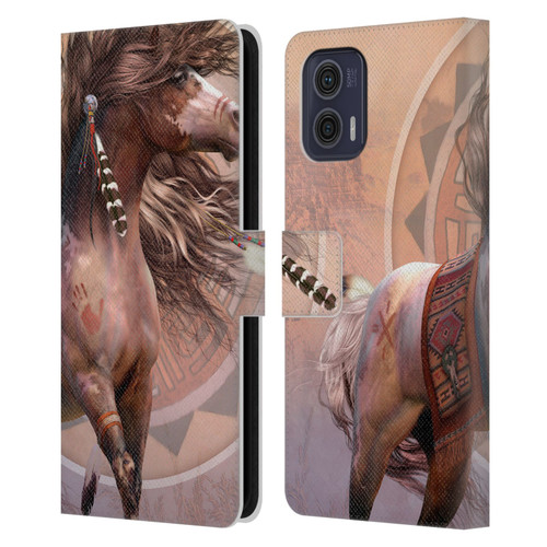 Laurie Prindle Fantasy Horse Spirit Warrior Leather Book Wallet Case Cover For Motorola Moto G73 5G