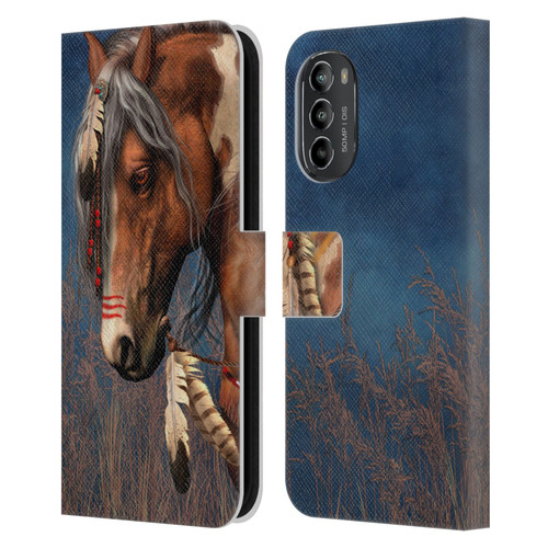 Laurie Prindle Fantasy Horse Native American War Pony Leather Book Wallet Case Cover For Motorola Moto G82 5G