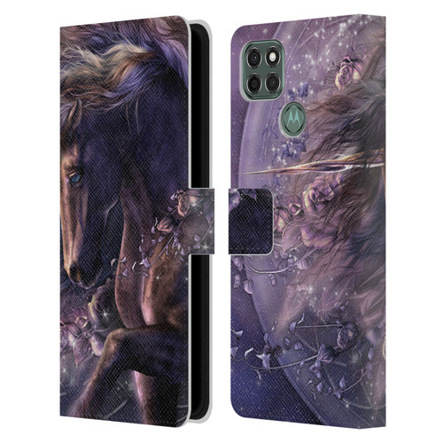 Laurie Prindle Fantasy Horse Chimera Black Rose Unicorn Leather Book Wallet Case Cover For Motorola Moto G9 Power