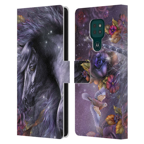 Laurie Prindle Fantasy Horse Blue Rose Unicorn Leather Book Wallet Case Cover For Motorola Moto G9 Play