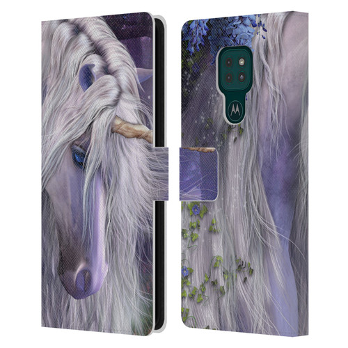 Laurie Prindle Fantasy Horse Moonlight Serenade Unicorn Leather Book Wallet Case Cover For Motorola Moto G9 Play