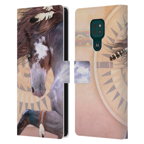 Laurie Prindle Fantasy Horse Native Spirit Leather Book Wallet Case Cover For Motorola Moto G9 Play