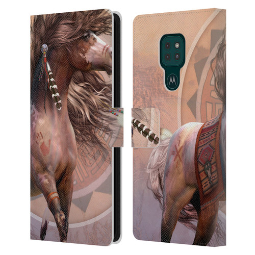 Laurie Prindle Fantasy Horse Spirit Warrior Leather Book Wallet Case Cover For Motorola Moto G9 Play