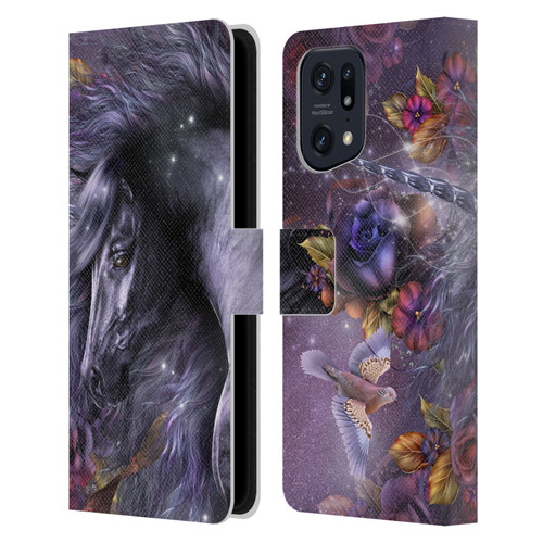 Laurie Prindle Fantasy Horse Blue Rose Unicorn Leather Book Wallet Case Cover For OPPO Find X5