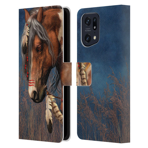 Laurie Prindle Fantasy Horse Native American War Pony Leather Book Wallet Case Cover For OPPO Find X5