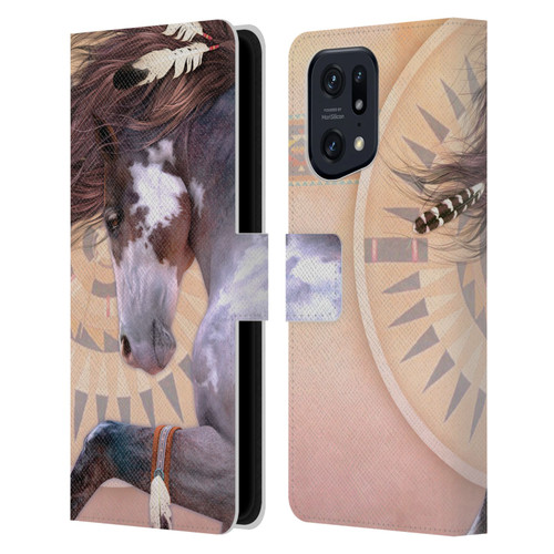 Laurie Prindle Fantasy Horse Native Spirit Leather Book Wallet Case Cover For OPPO Find X5 Pro