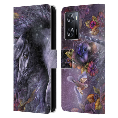 Laurie Prindle Fantasy Horse Blue Rose Unicorn Leather Book Wallet Case Cover For OPPO A57s