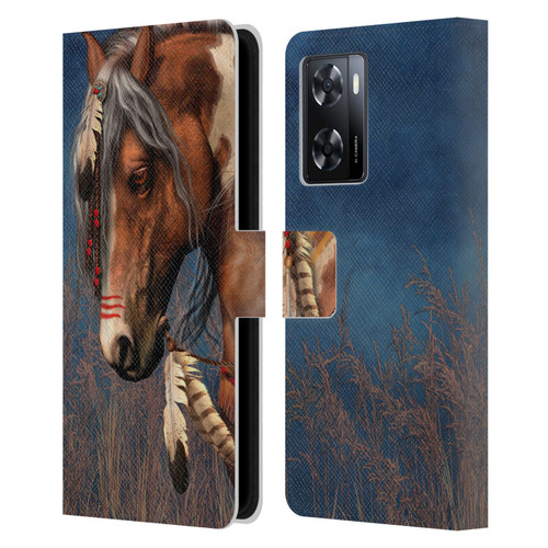Laurie Prindle Fantasy Horse Native American War Pony Leather Book Wallet Case Cover For OPPO A57s