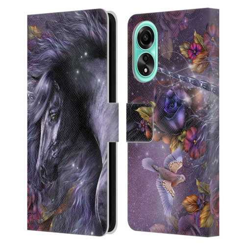 Laurie Prindle Fantasy Horse Blue Rose Unicorn Leather Book Wallet Case Cover For OPPO A78 5G