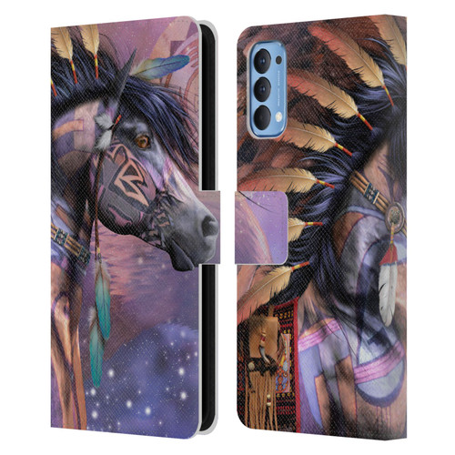 Laurie Prindle Fantasy Horse Native American Shaman Leather Book Wallet Case Cover For OPPO Reno 4 5G