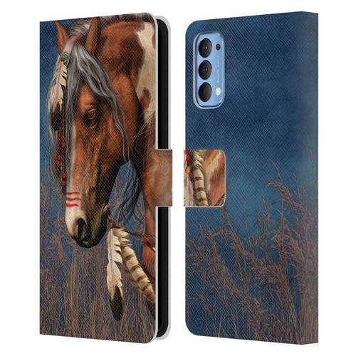 Laurie Prindle Fantasy Horse Native American War Pony Leather Book Wallet Case Cover For OPPO Reno 4 5G