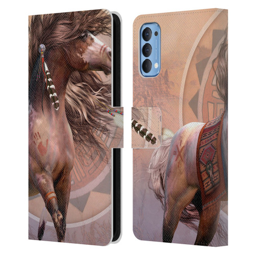 Laurie Prindle Fantasy Horse Spirit Warrior Leather Book Wallet Case Cover For OPPO Reno 4 5G