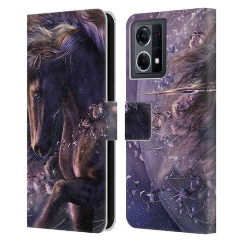 Laurie Prindle Fantasy Horse Chimera Black Rose Unicorn Leather Book Wallet Case Cover For OPPO Reno8 4G