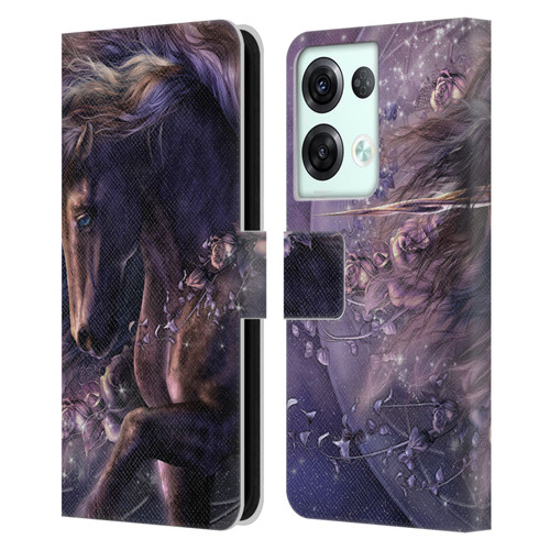 Laurie Prindle Fantasy Horse Chimera Black Rose Unicorn Leather Book Wallet Case Cover For OPPO Reno8 Pro