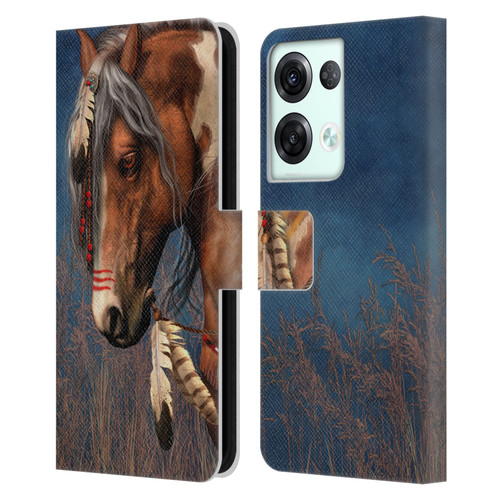 Laurie Prindle Fantasy Horse Native American War Pony Leather Book Wallet Case Cover For OPPO Reno8 Pro