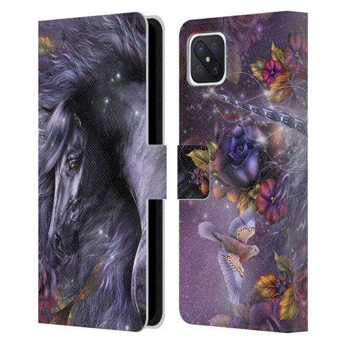 Laurie Prindle Fantasy Horse Blue Rose Unicorn Leather Book Wallet Case Cover For OPPO Reno4 Z 5G
