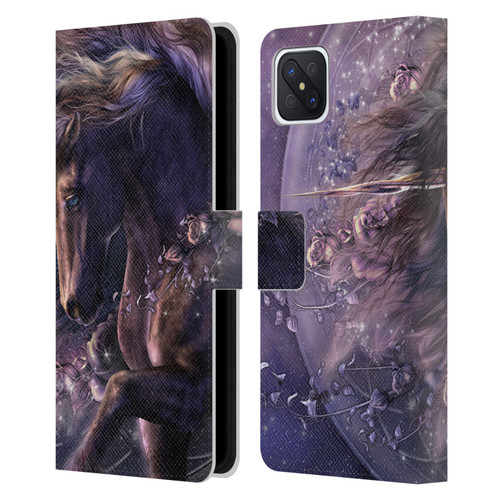 Laurie Prindle Fantasy Horse Chimera Black Rose Unicorn Leather Book Wallet Case Cover For OPPO Reno4 Z 5G