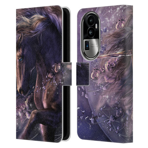 Laurie Prindle Fantasy Horse Chimera Black Rose Unicorn Leather Book Wallet Case Cover For OPPO Reno10 Pro+
