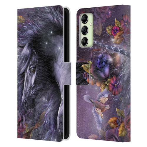 Laurie Prindle Fantasy Horse Blue Rose Unicorn Leather Book Wallet Case Cover For Samsung Galaxy A14 5G